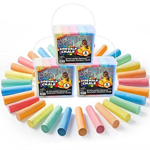 JOYIN 60 Stück Jumbo kreidestifte für tafel abwaschbar Ungiftig Straßenmalkreiden for Art Play, Painting on Chalkboard and Outdoor Playground (quadratisches Gehäuse)