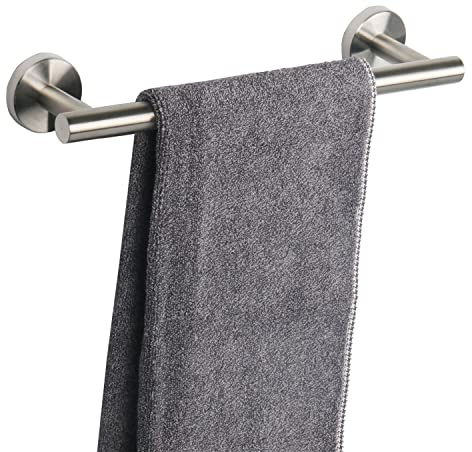 TocTen - Toallero de baño, soporte grueso de acero inoxidable SUS304 para toallas de baño, barra, colgador de pared resistente, 30 cm, níquel cepillado