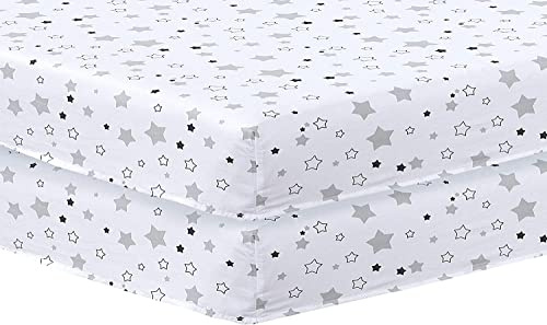 Indus Textiles - cotbed fitted sheet, Pack of 2 cot bedding Fitted cot sheets, Easy Care Soft and Durable, cot bed sheets 140 x 70 fitted - cot bed sheets - Little Stars