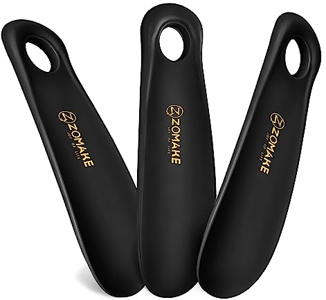 ZOMAKE Plastic Shoe Horn for Kids Men Women,Travel Small ShoeHorn Size,Portable Shoe Spoon Boot Horn Helper 7.3''(Black,3 Pack)