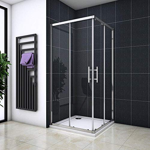 Box Doccia Angolare Porta Scorrevole 100x80x195 cm Vetro Temperato Trasparente 6 mm Anticalcare Profilo Cromo Lucido