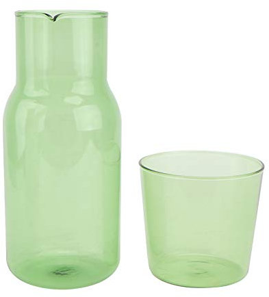 BESTonZON Nachttisch Glas Karaffe Krug mit Tumbler Set Wasser Krug Und Cup Night Set Nacht Wasserkaraffe für Saft Wein Trinken 500Ml