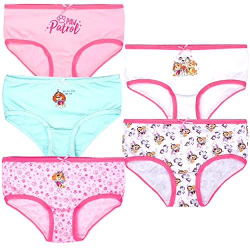 Paw Patrol - Multipack di biancheria intima - Set di 5 pantaloni - Pantaloni 100% cotone - Varietà di motivi con personaggi, Rosa, 4-5 Anni