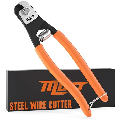 Mutt Tools Steel Cable Cutters – Cable Cutters Heavy Duty for Steel Wire Rope – Cuts Wire Up to 5/32” in Diameter – Cuts Railing, Bicycle Brake Lines and Trucker Seals