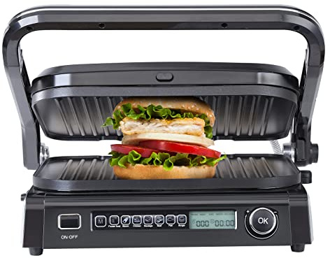 VEVOR 7 IN 1 Electric Contact Grill,1800W Indoor Panini Press Griddle,Stainless Steel Teppanyaki Grill with Nonstick&Removable Iron Plate, 0-446℉ Adjustable Temp Control,LCD Display,110V