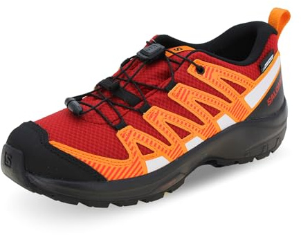 Salomon XA Pro V8 CSWP - Tenis Unisex para Correr para niños, Red Dahlia Black Orange Pepper, 6 UK