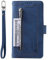 Unichthy For SONY Xperia 5 V 2023 Zipper Case 9 Card Holder with Strap Shockproof PU Leather Flip Wallet Handbag Zip Pocket Phone Cover Stand Magnetic Purse for SONY Xperia 5 V 2023 Blue