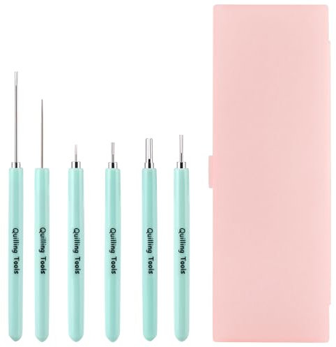 BIMUYI Mehrere Papier Quilling Stift, Quilling geschlitzte Werkzeuge mit Aufbewahrungsbox, Papier Rolling Needle Kit, Set von 6
