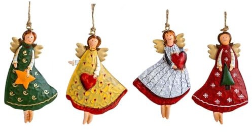 4 Piezas Adornos Arbol Navidad De Metal Angeles, Decoración Colgante De Árbol De Navidad, Adornos Arbol Navidad Angel, Ángeles Colgantes De Navidad, para Decoración De Ventanas De Árbol De Navidad