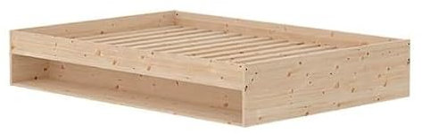 Flexa Grow Kinderbett 140x200 cm aus Massivholz | Montessori Bodenbett & Doppelbett mit Regal | Holzbett für Kinder & Jugendliche | FSC-zertifiziertes Bettgestell | Skandinavisches Design Bett