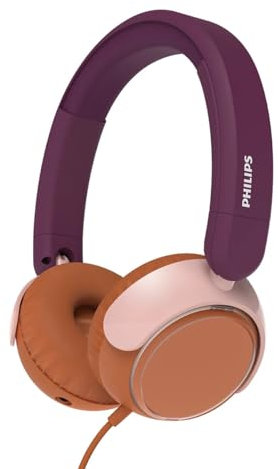 Philips TAK2000MP 2000 Series Auriculares Infantiles on Ear Plegables con Cable, limitación Volumen, Audio compartido, Cable 3,5 mm y USB-C Incluido - Violeta Magenta