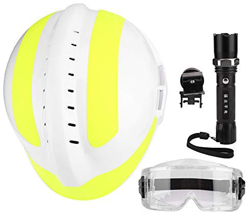 Cauteur de Protection, Casque de sécurité de Secours d'urgence Protection de la tête de Travail de feu Anti-Impact avec Lampe Frontale et Les Lunettes