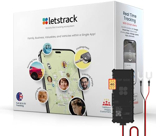 Letstrack RAPID 4G GPS Tracker for Cars, Vans & Fleets, Real-Time Hardwired Vehicle Tracker, Easy to Install, 24/7 UK Control Room, Driver Behaviour | BLE Sensors Support | SIM Included