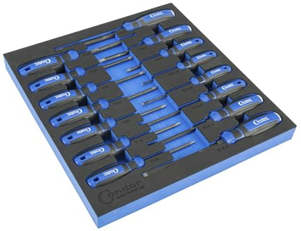 Condor Werkzeug 7260 | Schraubendreher-Satz | Schaumeinlage 2/3 | 15-teilig | Schlitz | Kreuz PH | T-Profil für Torx | Schraubenzieher Set mit magnetischen Spitzen für Profi und Heimhandwerker