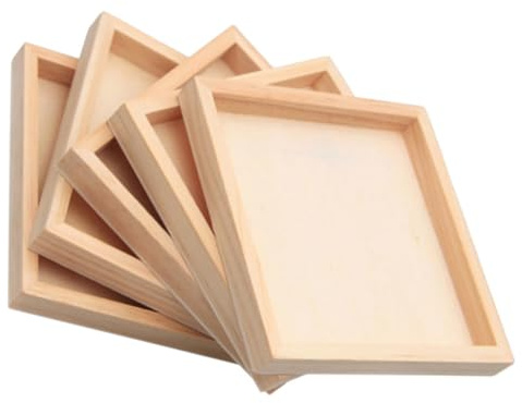 UPKOCH 5pcs Wood Tray for Block Puzzle Unfinished Wooden Serving Tray Storage for Sorting and Home Decor