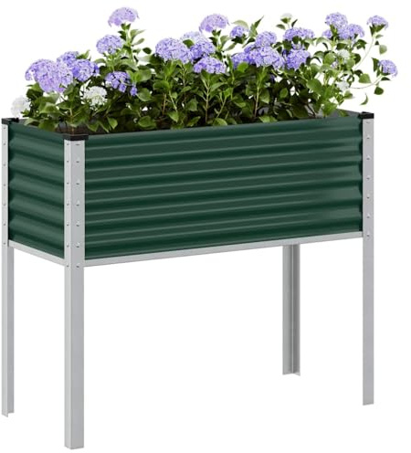 Fioriera rialzata da giardino, 100 x 45 x 90 cm, in acciaio, per erbe, fiori e verdure