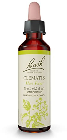 Bach Original Flower Remedies, Clematis - Have Focus - Natural Homeopathic Flower Essence for Emotional Balance - Vegan, Gluten Free, Sugar Free - 20mL Dropper