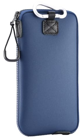OneJoy Neoprene Cell Phone Pouch, Phone Wallet, Lightweight & Protective Mobile Phone Sleeves for iPhone & Samsung Durable Phone Bag, Zipper Opening with a Clip & Puller with Inner Pocket [Navy]