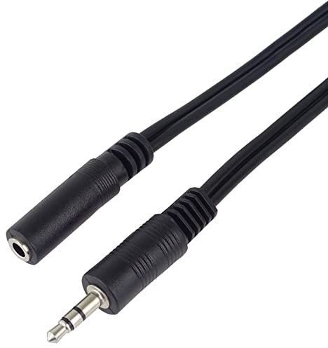 PremiumCord Cable de Extensión Jack de 3,5mm, Jack de 3,5mm, Macho a Hembra, Cable de Extensión de Audio Auxiliar para Auriculares, Blindado, Color Negro, Longitud 5m