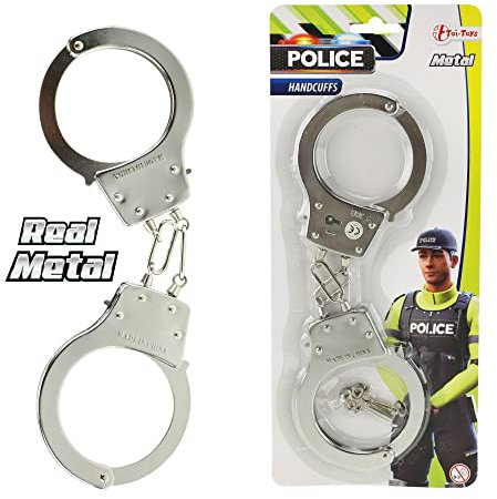 TOI-Toys Bambini Manette Polizia in Metallo Circa 28 CM