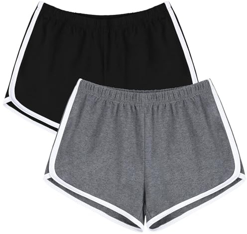 URATOT 2-pack sportshorts i bomull yoga dans korta byxor sommar atletiska shorts