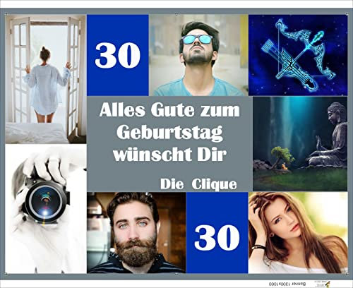 FolienArbeiter Geburtstag Banner - Fotocollage Mit 7 Bildern, Happy Birthday Hintergrund, Geburtstagsfeier Dekorationen Personalisierbar Mit Fotos, Name, Alter und Wunschtext - 130x100 cm