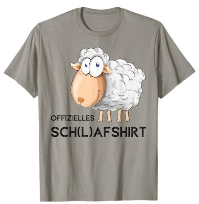 HYPNOTAO SHOP Offizielles Schlafshirt Schaf Pyjama Schlafanzug Nachthemd T-Shirt Grau Klein Unisex Klassisch Cartoon Sheep Sleep Shirt
