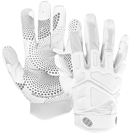 Seibertron G.A.R.G 2.0 Gel Filled Patented Anti-Impact Ultra-Stick Sportmottagare Handske Amerikansk Fotboll Gloves Ungdom och Vuxen/Amerikanska Fotbollshandskar för Vuxna Vit XXL