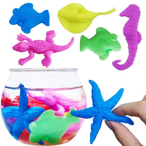 LilyBeauty Water Growing Sea Creatures - Under The Sea Animals 50 Pack, Individually Wrapped Favors, Expandable Animals Toy - Party Supplie