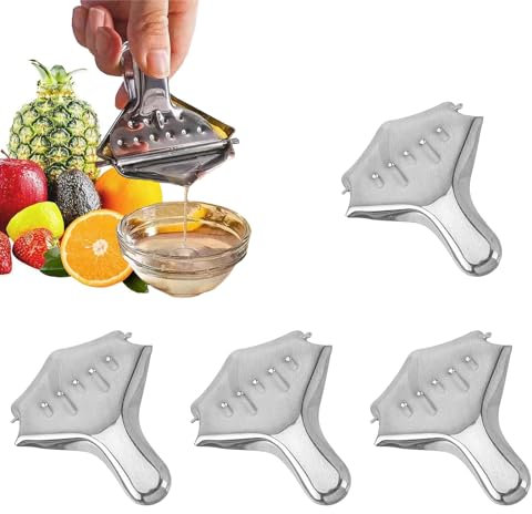 KALUROIL 4 PCS Presse Citron Inox -Presse Agrumes Manuel en Acier Inoxydable Extracteur de Jus de Fruits Facile à Utiliser Design Unique