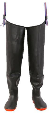 Watstiefel 80 cm/31,5 Zoll Angel-Hüftstiefel, rutschfeste Gummi-Winter-Warmstiefel, geeignet für 23–28,5 cm Füße (Color : Black1, Size : 47 EU)
