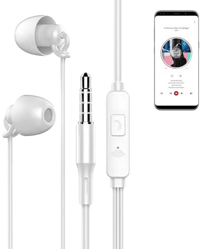 Naqqios Écouteurs de sommeil filaires - Écouteurs intra-auriculaires pour dormir, écouteur de sommeil ultra léger | Écouteurs intra-auriculaires pour dormir de 3,5 mm avec annulation du bruit pour
