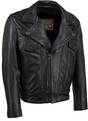 Milwaukee Leather Men's Premium Leather Motorcycle Rider Jacket - MADE IN THE USA - 44