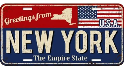 LYEAA Vintage Metal Plate License New York Rectangular Iron Painting Wall Decor30x15cm (2)