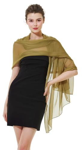 BEAUTELICATE Chal de Fiesta Mujer Crepé Bufanda Estola Verano para Novia Bodas Invitada Elegante Ligero (Verde Oliva)