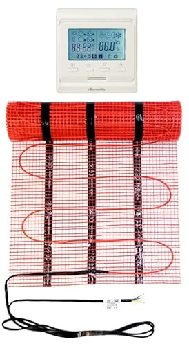 Warmcoin Juego de calefacción por suelo radiante eléctrico de 2 m², 160 W/m², termostato W51, color blanco con sensor mejorado, alfombrilla de calefacción para laminado, vinilo, baldosas, juego