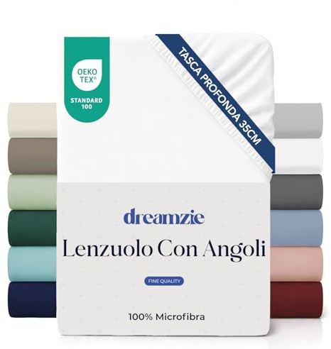 Dreamzie Lakan 200x200 Keps 35 cm för tjock madrass - 100% mikrofiber - Bruten Vit, Certifierad utan kemiska produkter (Oeko TEX), Lakan med full resår | 100 % ultramjuk mikrofiber - OEKO-TEX-certifierad, sängkläder - optimal komfort - tjock madrass - 2-sits - snabbtorkande