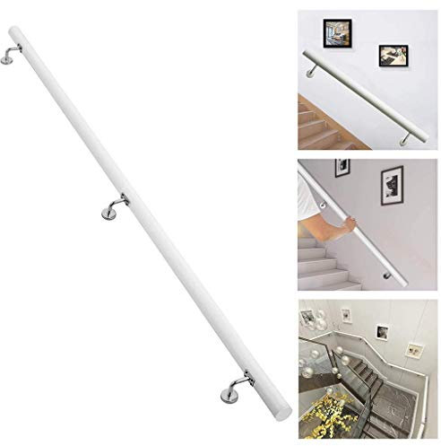 Kit de barandilla de madera blanca para escaleras, barra de apoyo antideslizante para pasillo, loft, villa, interior/exterior, barra de agarre para escaleras para ancianos/niños, 1 pie y 20 pies