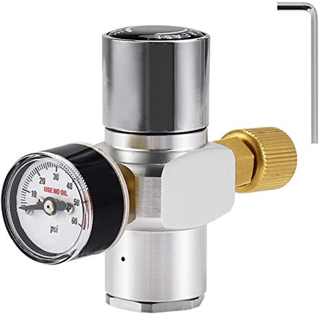 JKELPV Produzione di Birra 0-60PSI Regolatore CO2 Caricatore Portatile Mini Keg CO2 7/16quot; Regolamentato per la Produzione di Birra Fatta in casa barile da Birra