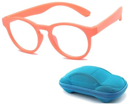 LJCZKA Gafas Luz Azul Redondas Niños Niñas Montura de Gafas Redondas para Ordenador Luz Azul Contra la Fatiga Visual