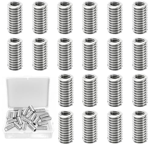 Yuiturt 20PCS M6 to M8 Thread Insert Kit - Stainless Steel Self - Tapping Repair Adapters, Male/Female Conversion Nuts with Storage Case for Furniture, Automotive Repair