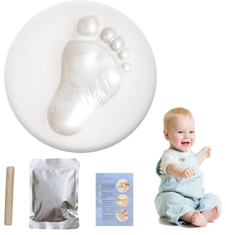 Juego de adornos para huellas de manos, diseño de huella de bebé, material de arcilla no tóxica, marco de recuerdo encantador, regalo decorativo único para baby shower, niñas, niños, huellas de