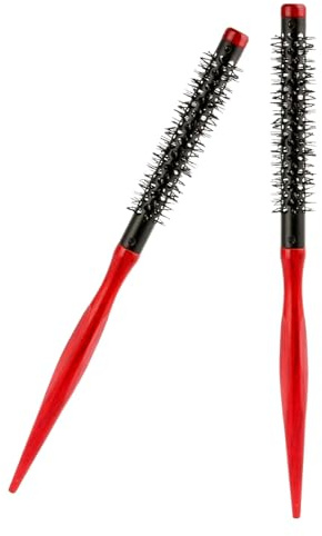 Healifty Lot de 2 Brosses Rondes à Poils en Nylon Ultrafins Mini Brosse de Coiffage Compacte Rouge 13 pour Cheveux Courts et Fins Volume Racines et Boucles Naturelles Outil Portable