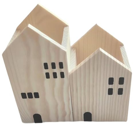 Bvdfgk Porta Lápices Casa Organizador Portabolígrafos Soporte Pinceles Maquillaje Cajón Escritorio de Madera Multifuncional Adecuado para Escuela Hogar, Beige, Individual