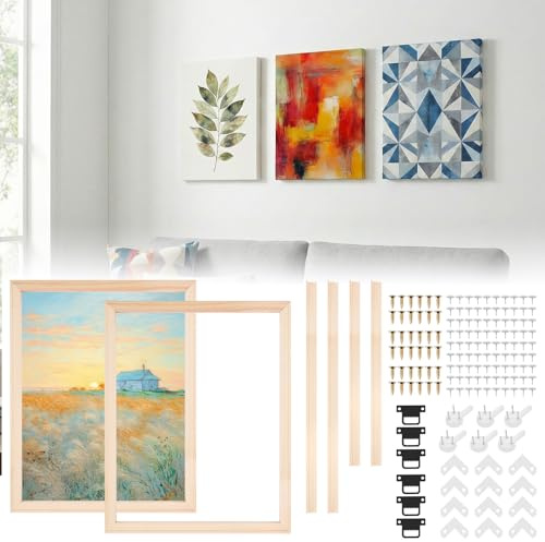 QINGLANG 3 Pack Wooden Frames Canvas Stretcher Bars 40 X 50cm Solid Pine DIY Frames Kit with Hardware Self Assembly Canvas Frame for Oil Paintings Number Painting