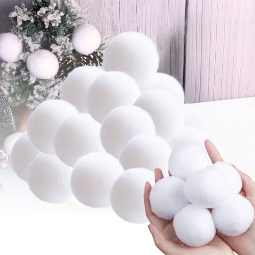 40Pcs 5cm White Plush Snowballs Soft Fake White Elf Christmas Snowballs | Realistic Artificial Snowball for Kids Adults Indoor Snow Fights,Fake Snowball for Winter Game Xmas Trees Home Decoration