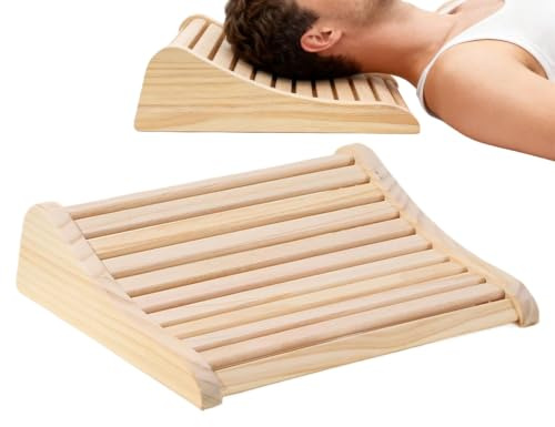 Bastukudde i trä – naturlig 37 x 32,5 x 10 cm | Ryggstödskudde för avkoppling återhämtning efter träning hemma gym spa hotell wellness