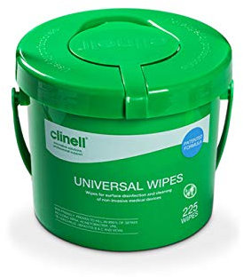 Clinell Universal Cleaning and Disinfectant Wipes Bucket - Pack of 225 - Multi Purpose Wipes, Kills 99.99% of Germs, Effective from 30 Seconds