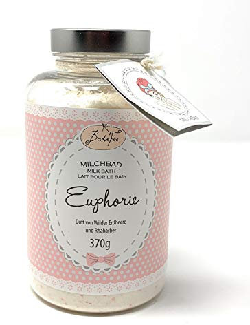 BadeFee Bademilch Harmonie – luxuriöses Milchbad mit Molke, Mandelöl & Meersalz, sinnlicher Rosenduft, made in Germany, 370 g (wilder Erdbeeren, Rhabarber)