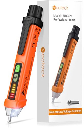 Neoteck Berührungsloser Spannungsprüfer 12-1000V Digital Kontaktloser Phasenprüfer AC Spannungstester berührungslos mit LED-Taschenlampe